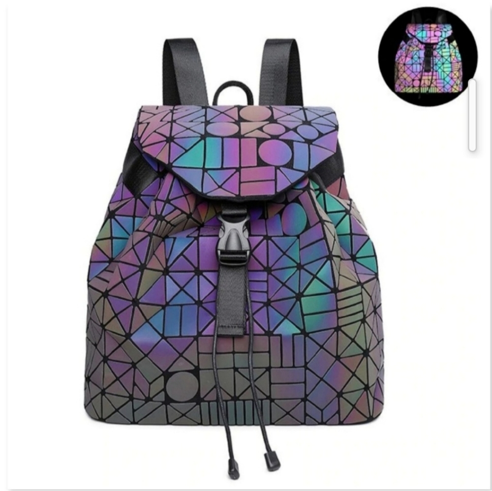 NEW! Geometric Luminous Holographic Backpack